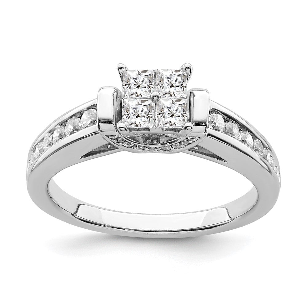 Image of ID 1 14k White Gold Real Diamond Cluster Real Diamond Engagement Ring