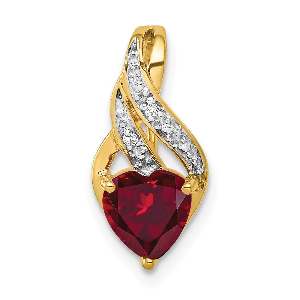 Image of ID 1 14k White Gold Real Diamond & Created Ruby Heart Pendant