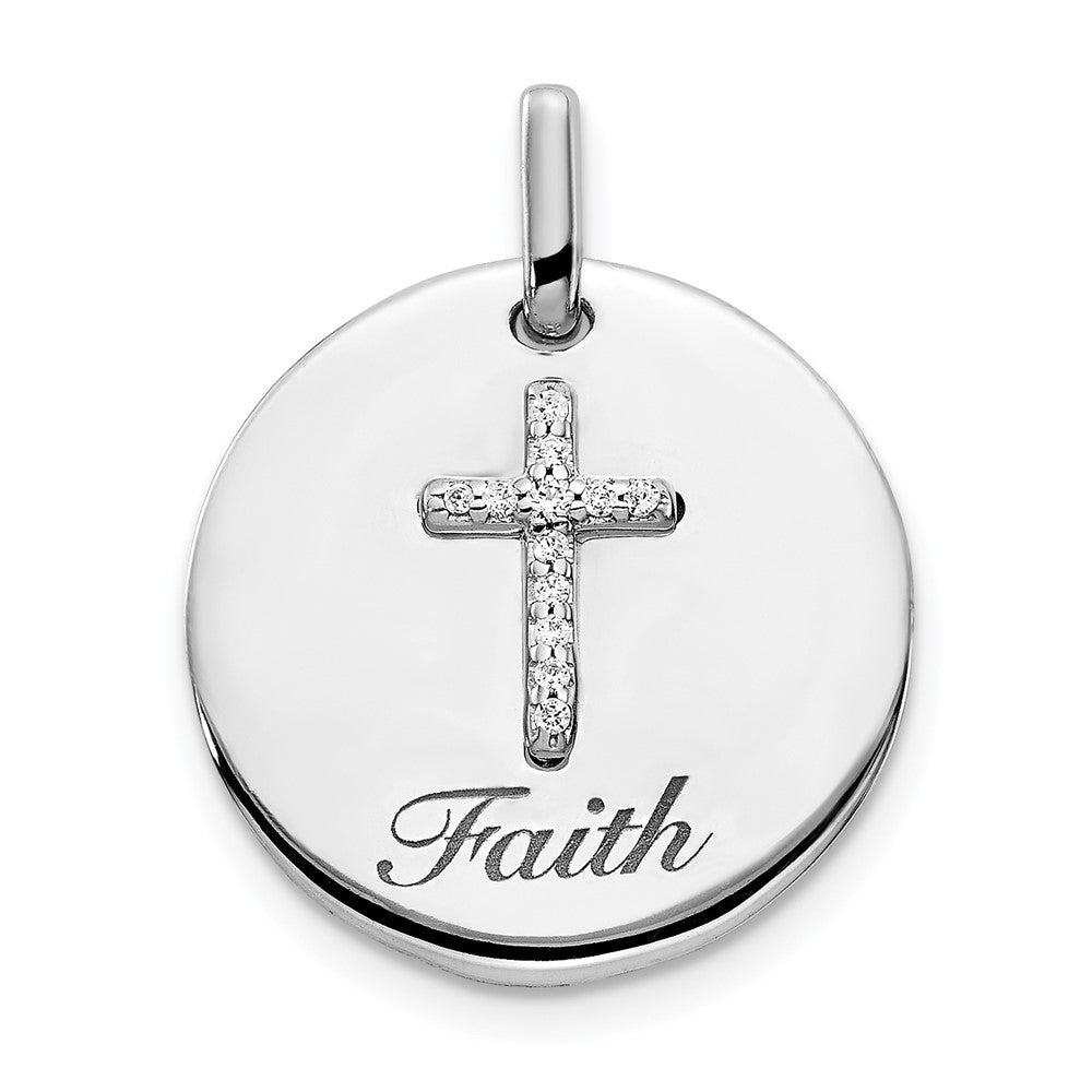 Image of ID 1 14k White Gold Real Diamond Cross Faith Pendant