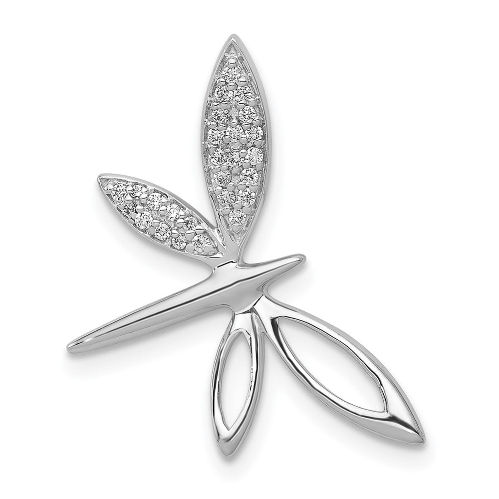 Image of ID 1 14k White Gold Real Diamond Dragonfly Chain Slide