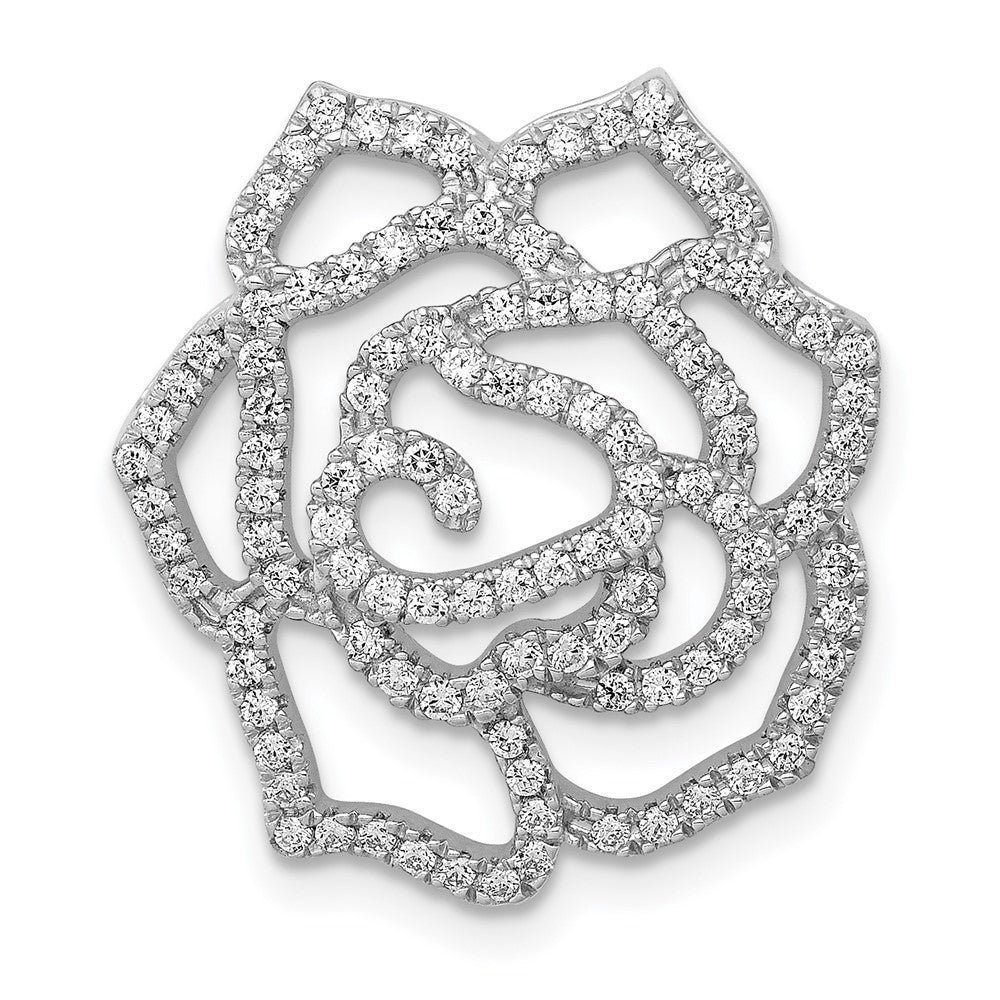 Image of ID 1 14k White Gold Real Diamond Fancy Flower Chain Slide