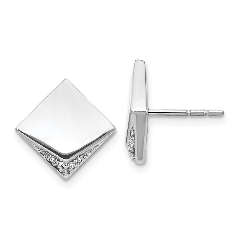 Image of ID 1 14k White Gold Real Diamond Fancy Square Earrings