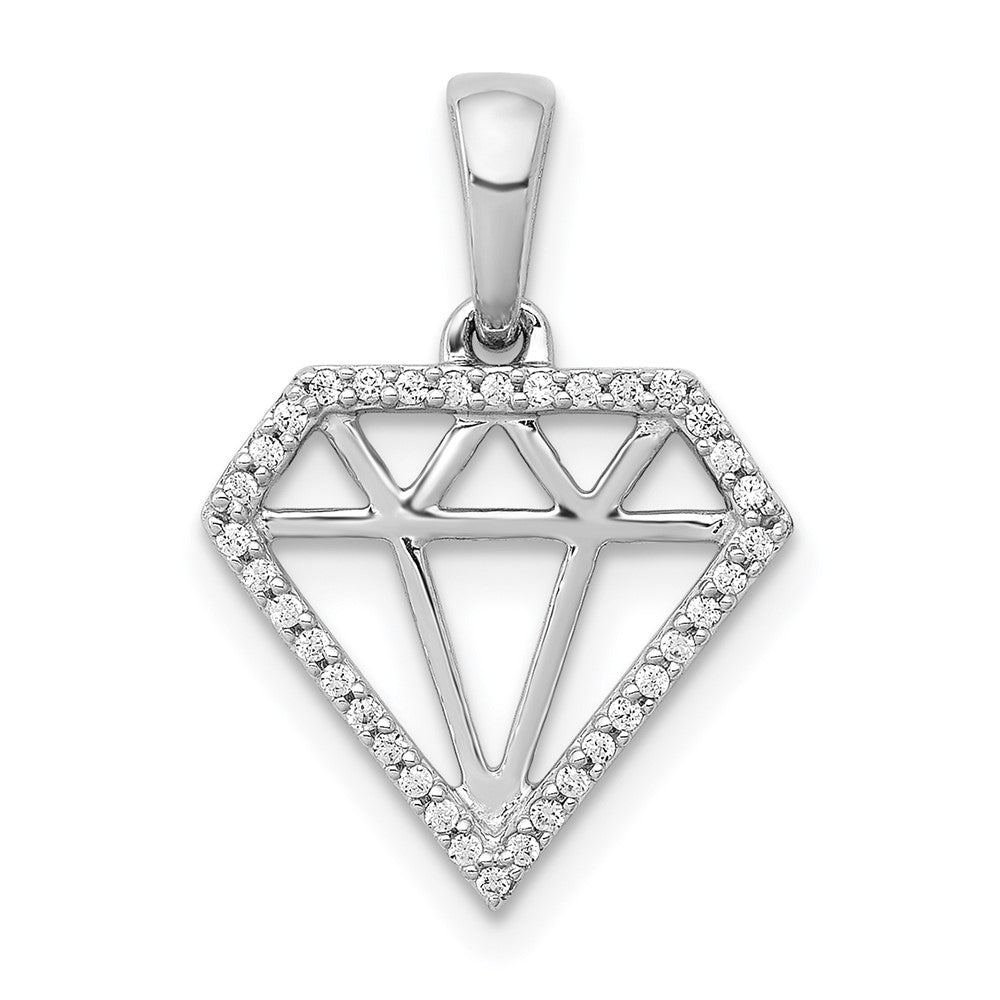 Image of ID 1 14k White Gold Real Diamond Gemstone-shape Pendant