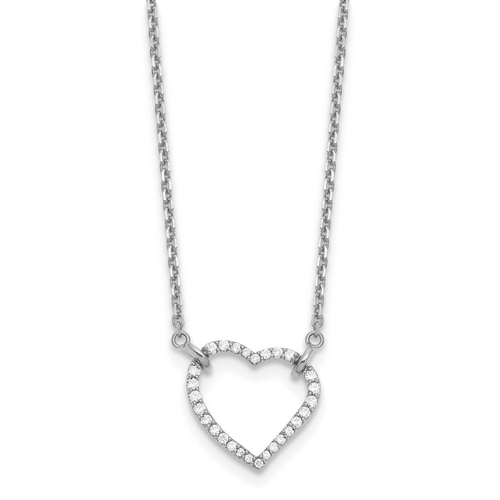 Image of ID 1 14k White Gold Real Diamond Heart Pendant Necklace