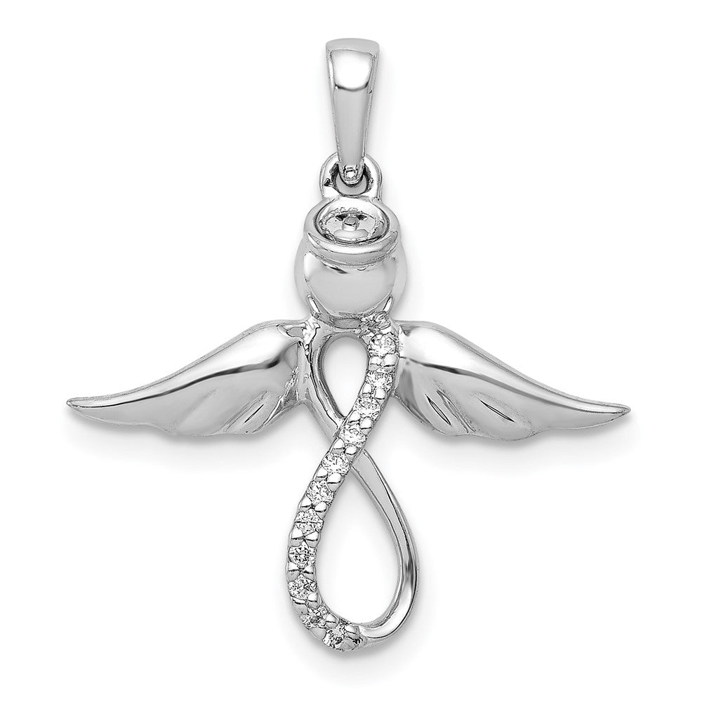 Image of ID 1 14k White Gold Real Diamond Infinity Angel Pendant