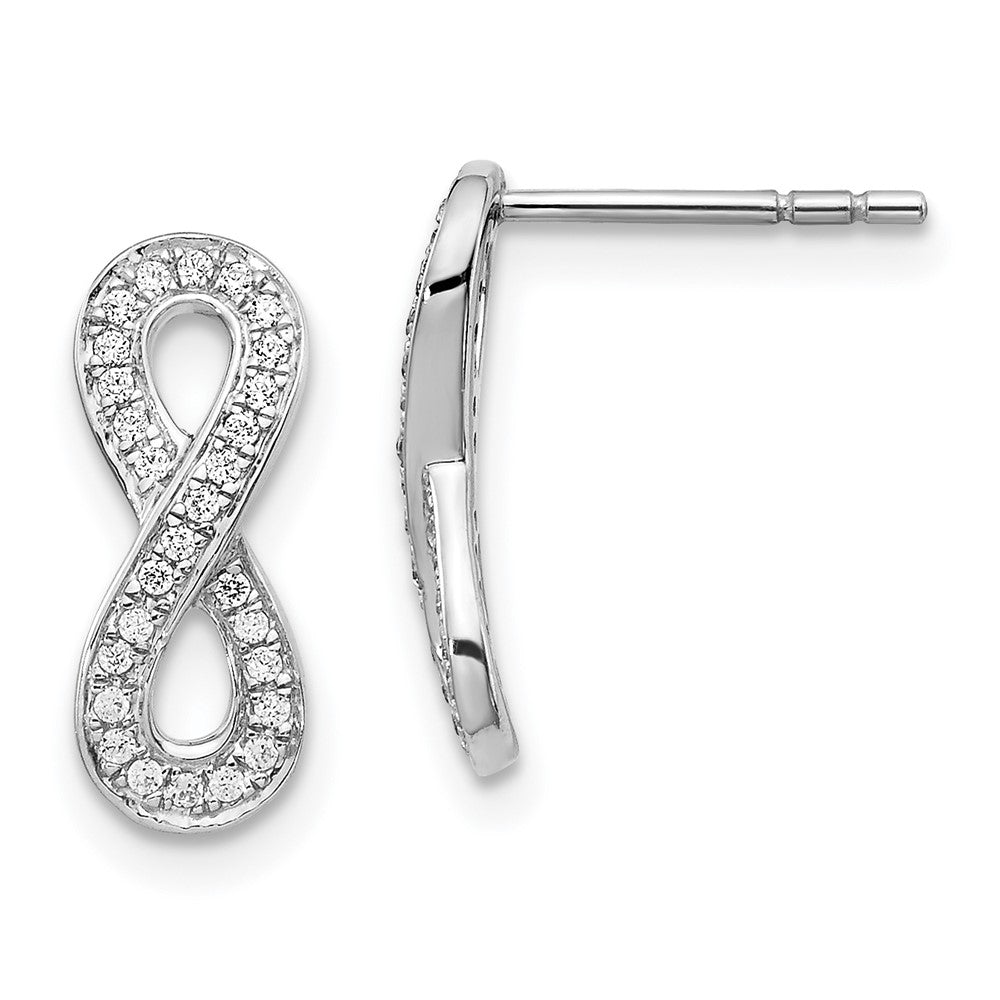 Image of ID 1 14k White Gold Real Diamond Infinity Earrings