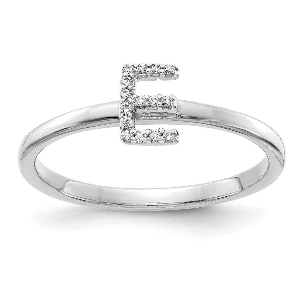 Image of ID 1 14k White Gold Real Diamond Initial E Ring