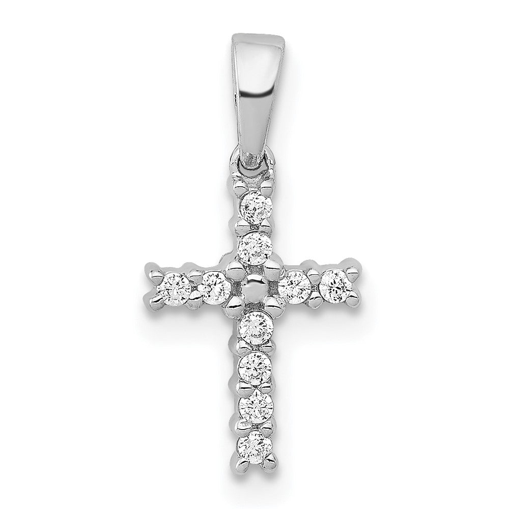 Image of ID 1 14k White Gold Real Diamond Latin Cross Pendant