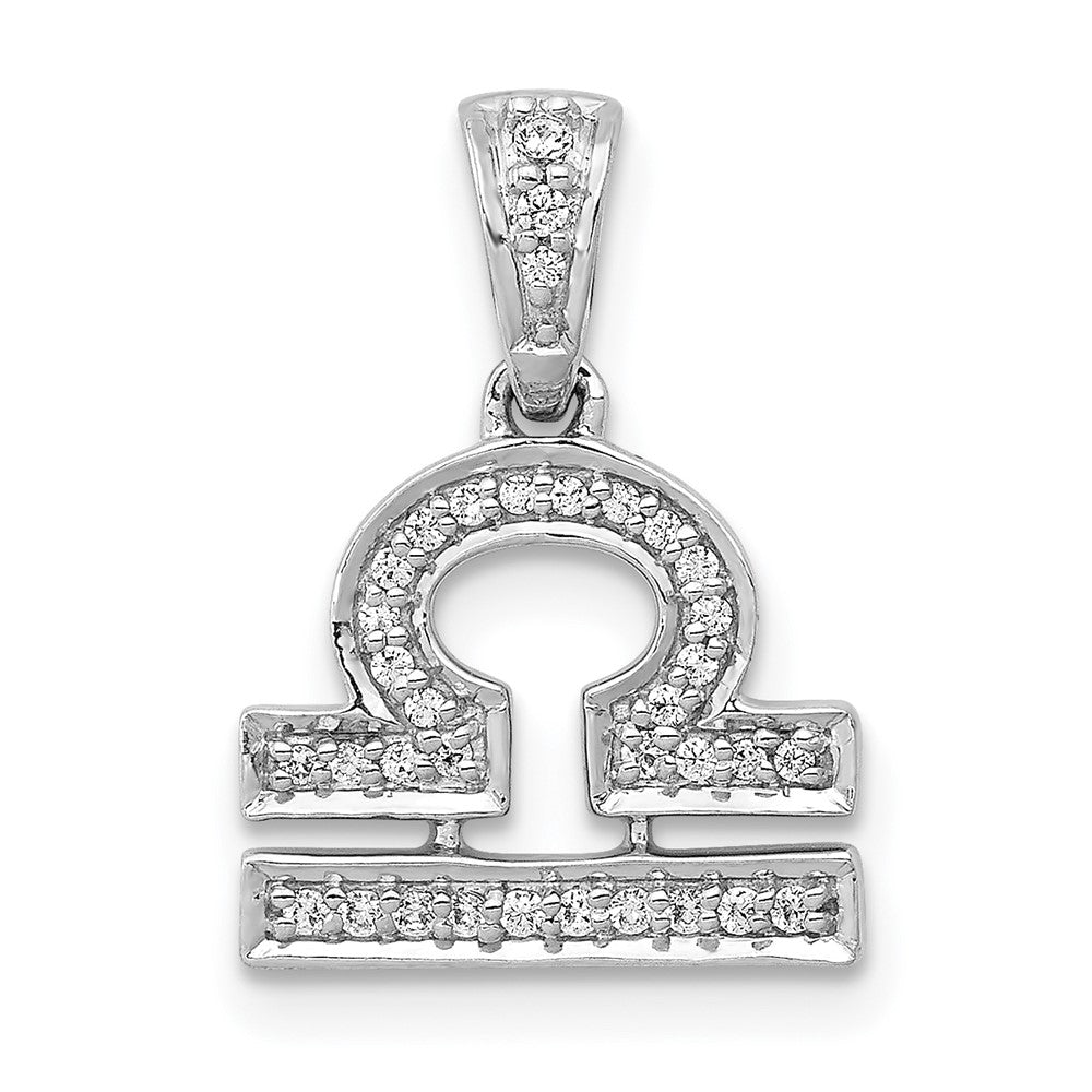 Image of ID 1 14k White Gold Real Diamond Libra Pendant