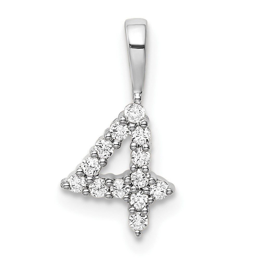 Image of ID 1 14k White Gold Real Diamond Number 4 Pendant