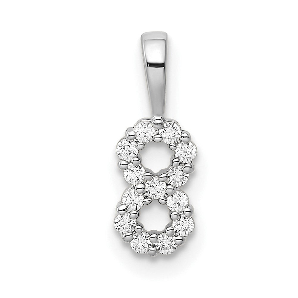 Image of ID 1 14k White Gold Real Diamond Number 8 Pendant