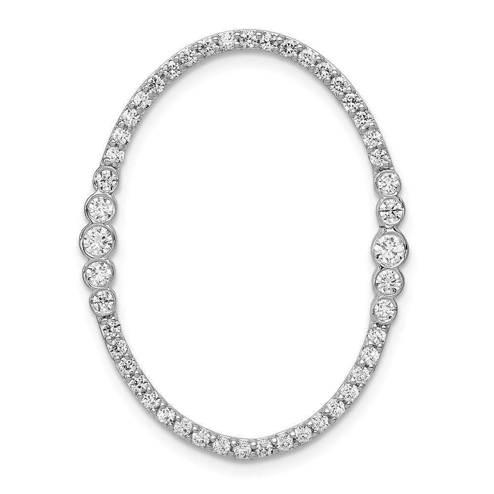 Image of ID 1 14k White Gold Real Diamond Oval Chain Slide Pendant