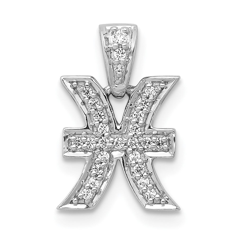 Image of ID 1 14k White Gold Real Diamond Pisces Pendant