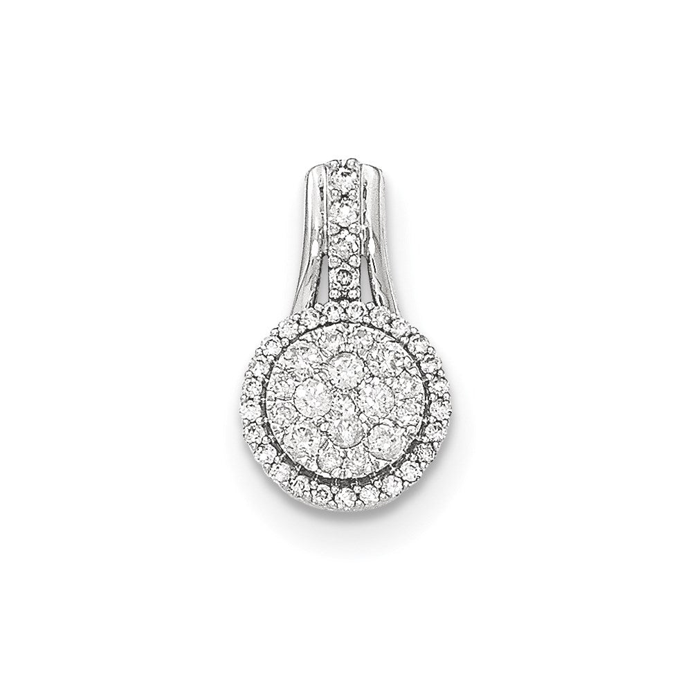 Image of ID 1 14k White Gold Real Diamond Polished Circle Pendant