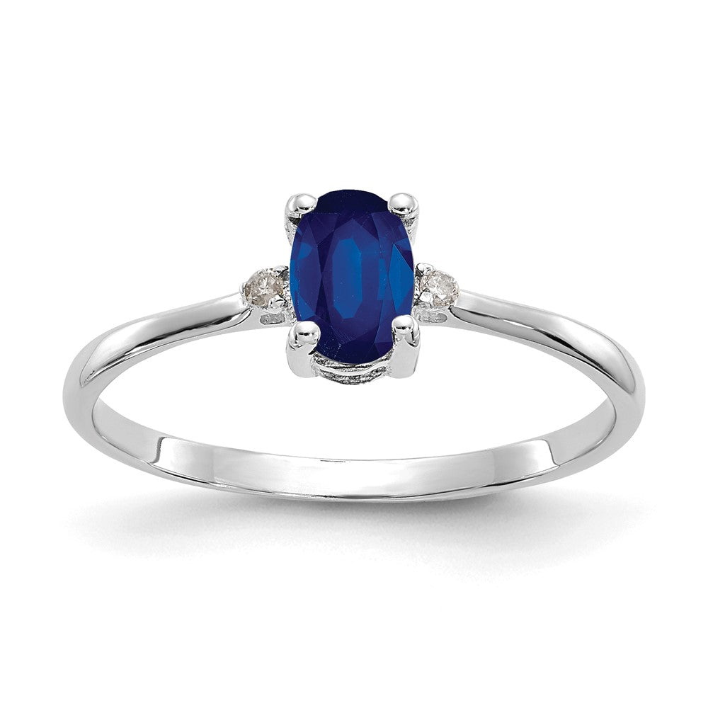 Image of ID 1 14k White Gold Real Diamond & Sapphire Birthstone Ring