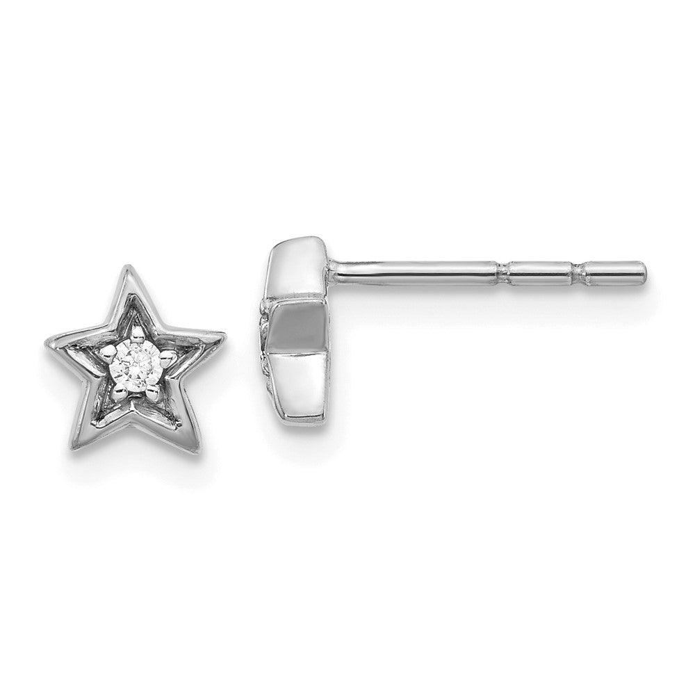 Image of ID 1 14k White Gold Real Diamond Star Post Earrings