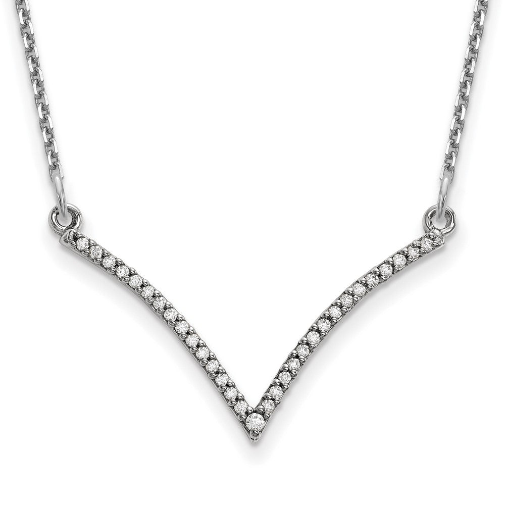 Image of ID 1 14k White Gold Real Diamond V Necklace