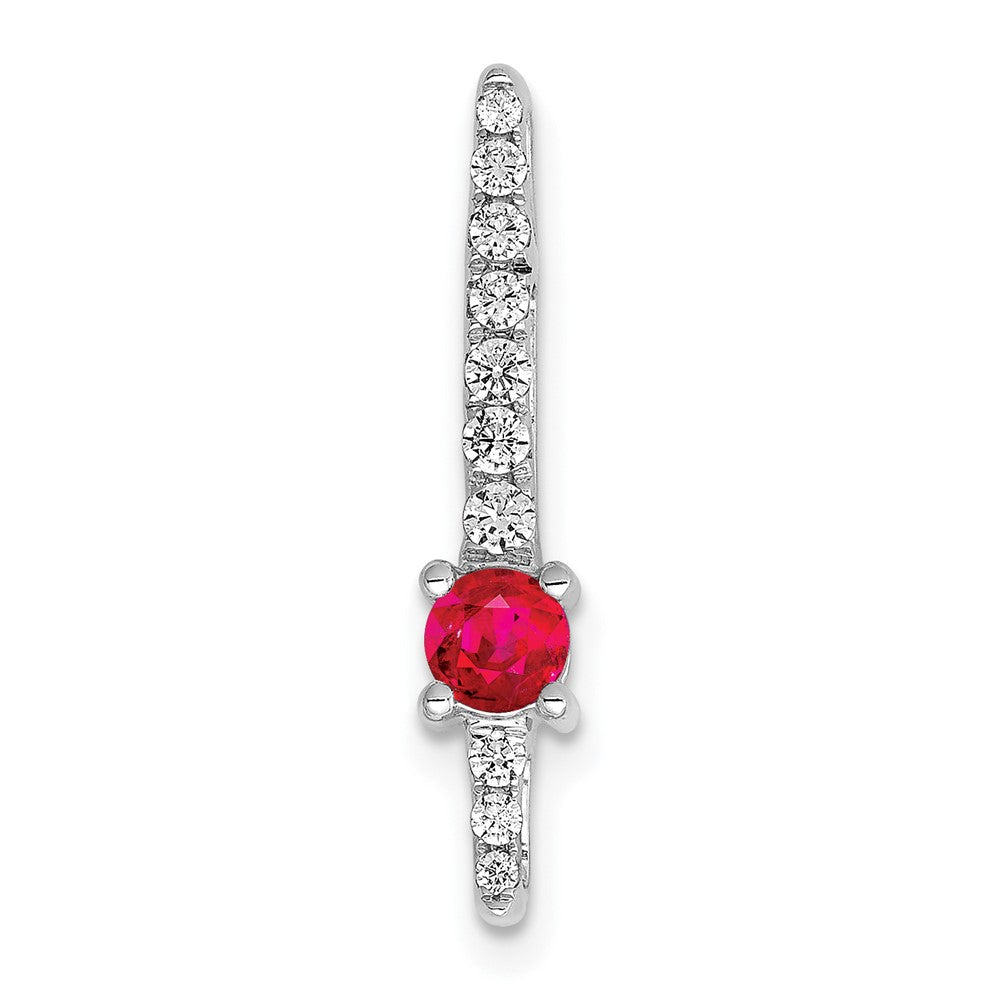 Image of ID 1 14k White Gold Real Diamond and 18 Ruby Fancy Chain Slide