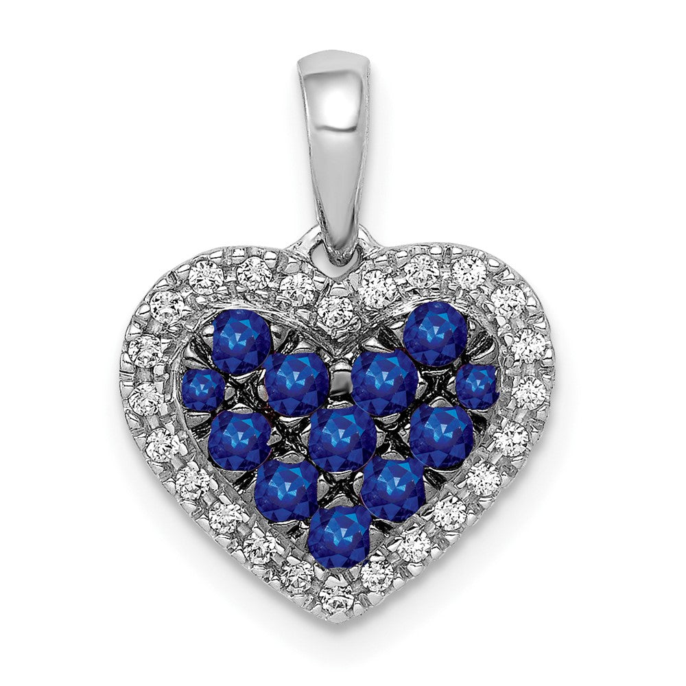 Image of ID 1 14k White Gold Real Diamond and 31 Sapphire Heart Pendant
