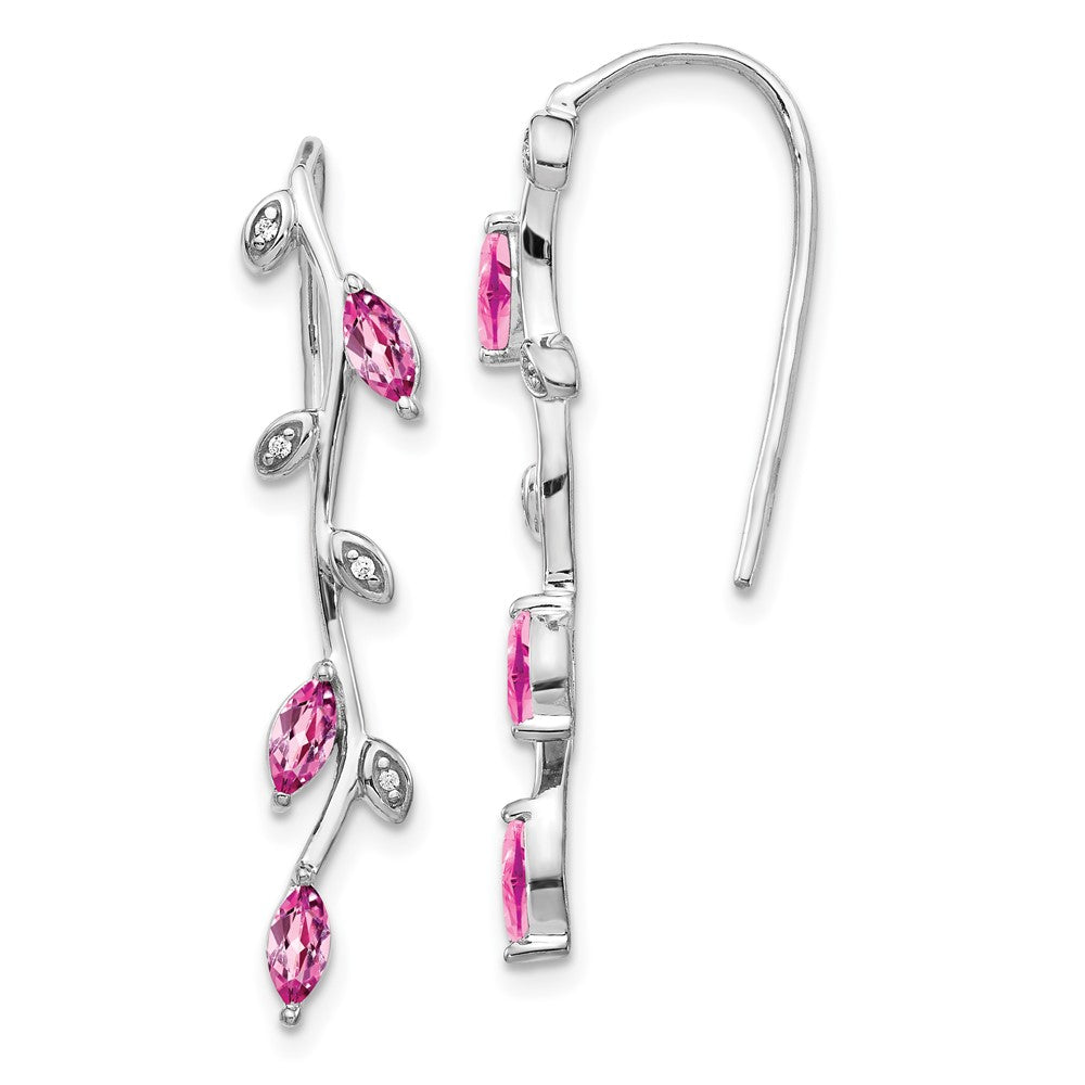 Image of ID 1 14k White Gold Real Diamond and Pink Sapphire Earrings