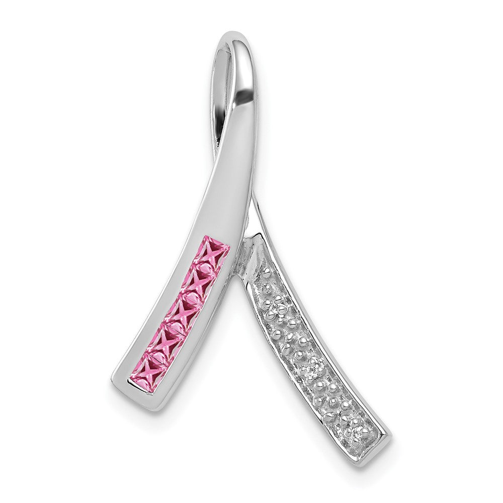 Image of ID 1 14k White Gold Real Diamond and Pink Sapphire Pendant