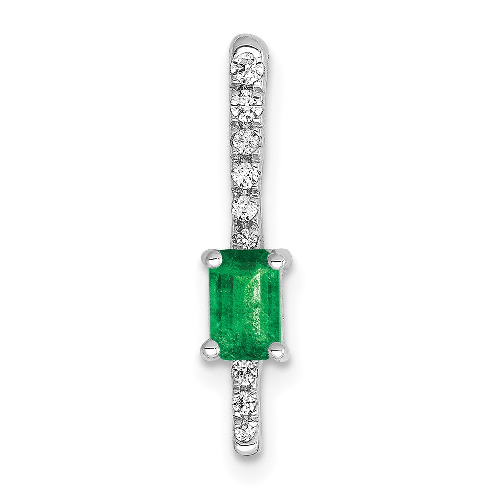 Image of ID 1 14k White Gold Real Diamond and Rectangle Emerald Fancy Chain Slide