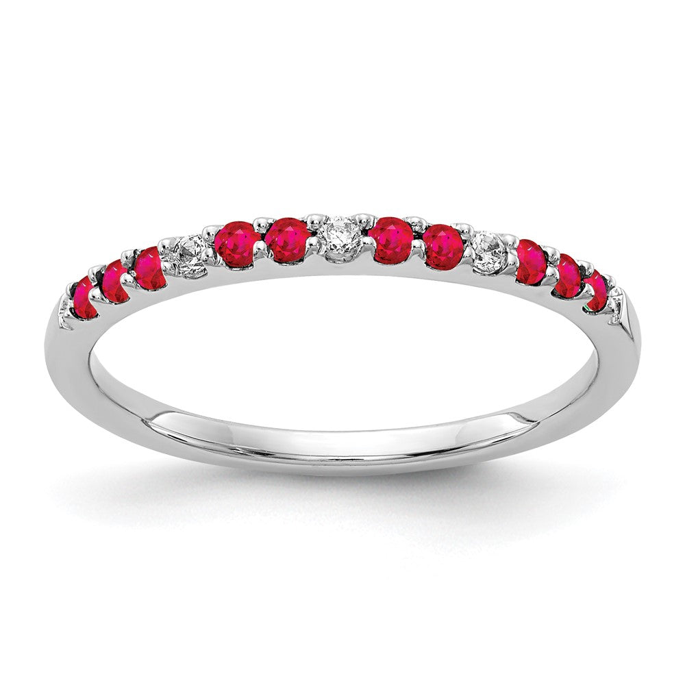 Image of ID 1 14k White Gold Real Diamond and Ruby Band