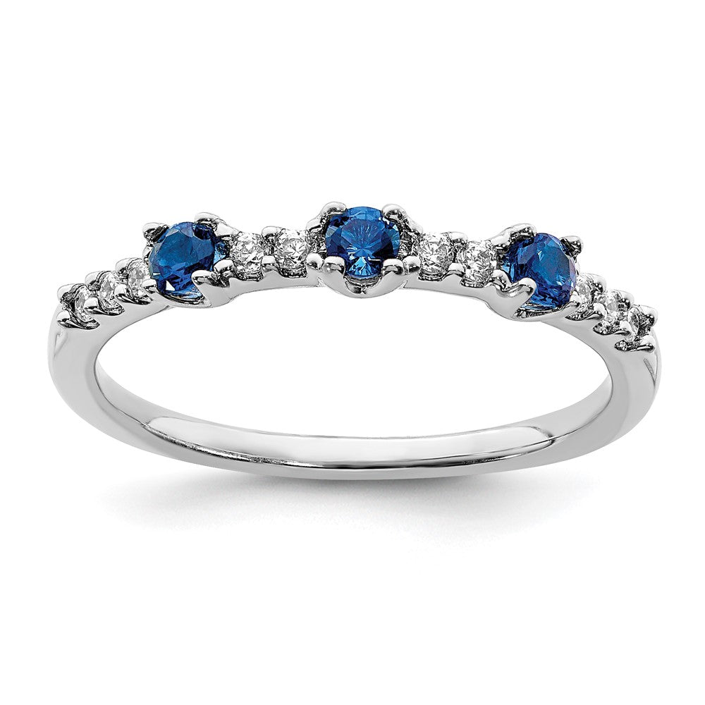 Image of ID 1 14k White Gold Real Diamond and Sapphire 3-Stone Ring