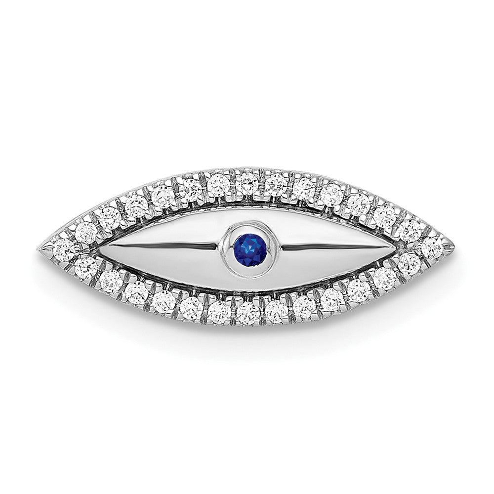 Image of ID 1 14k White Gold Real Diamond and Sapphire Evil Eye Chain Slide