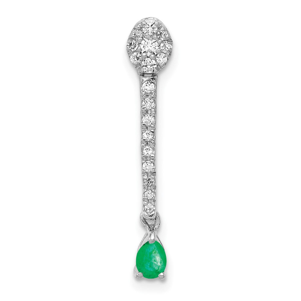 Image of ID 1 14k White Gold Real Diamond and Teardrop Emerald Fancy Pendant