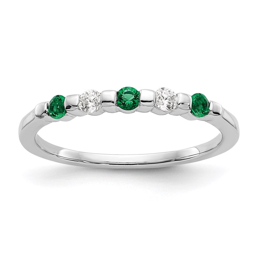 Image of ID 1 14k White Gold Real Diamond w/Emerald Band