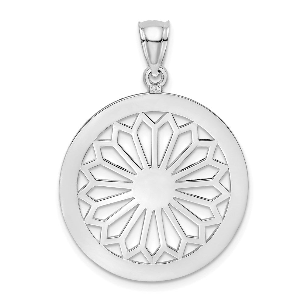 Image of ID 1 14k White Gold Retro Daisy In Round Frame Charm