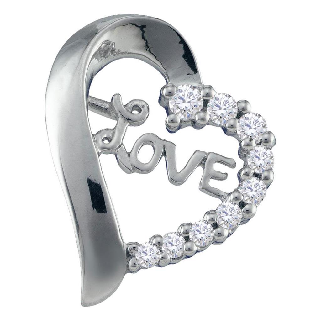 Image of ID 1 14k White Gold Round Diamond Simple Love Small Heart Pendant