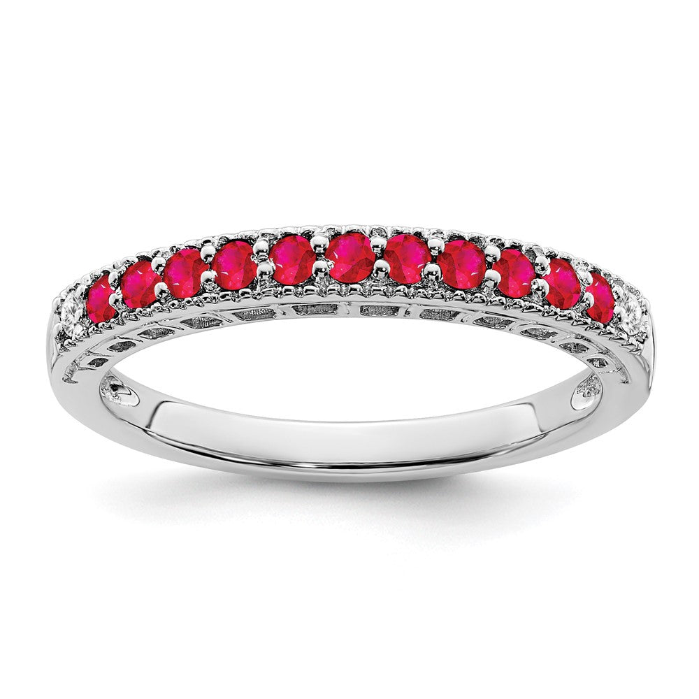 Image of ID 1 14k White Gold Ruby and Real Diamond Band
