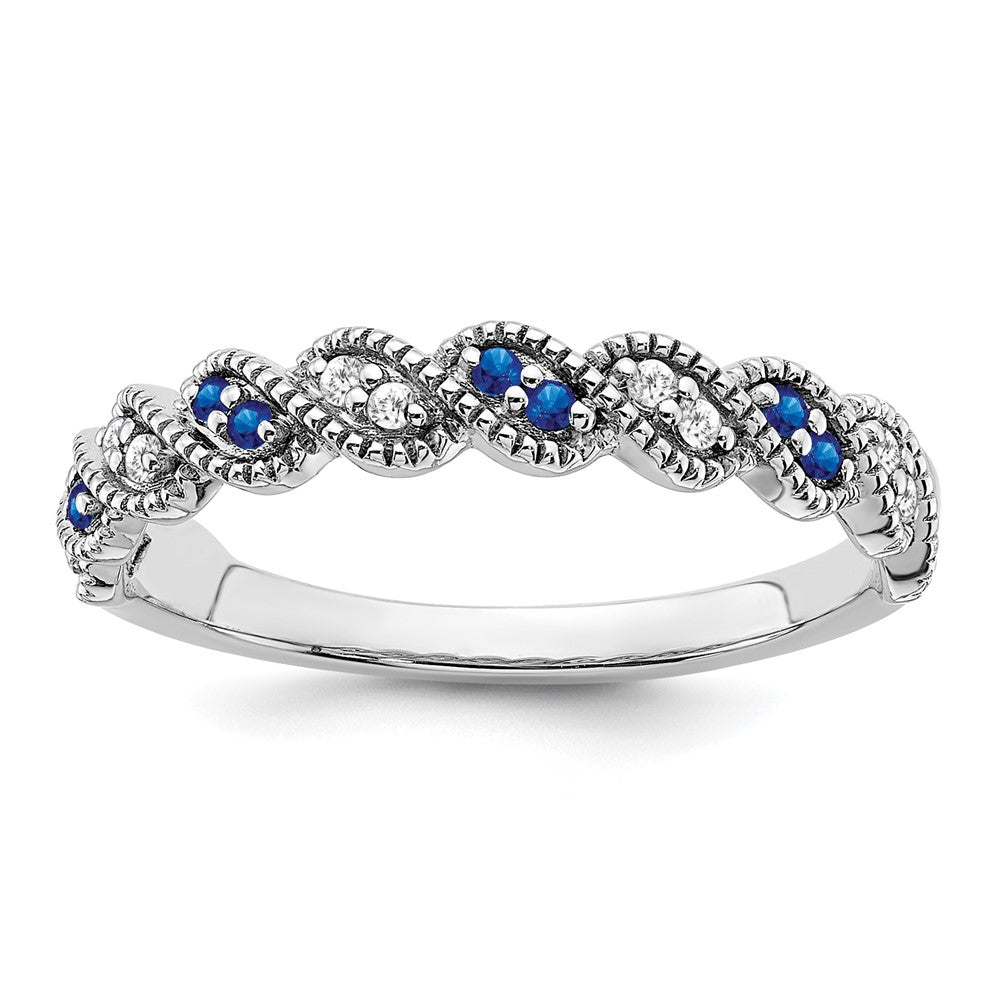 Image of ID 1 14k White Gold Sapphire and Real Diamond Twist Band