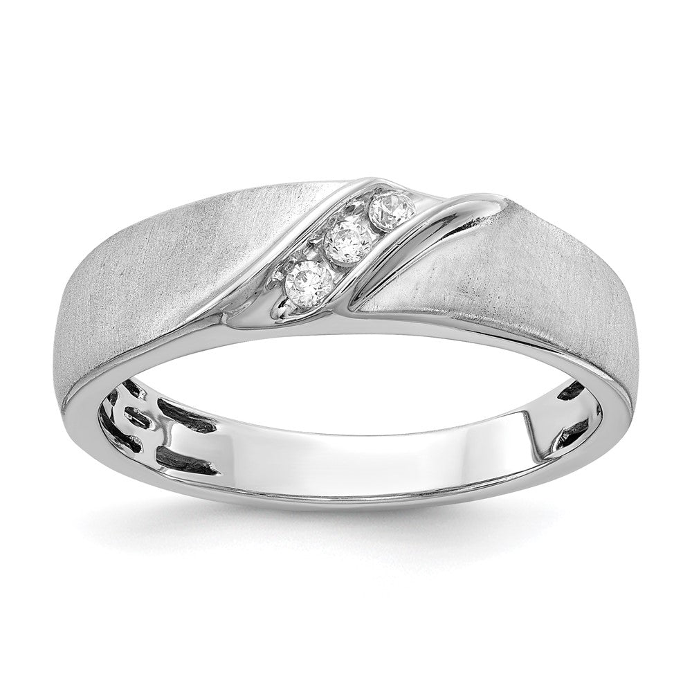 Image of ID 1 14k White Gold Satin Real Diamond Men's Ring