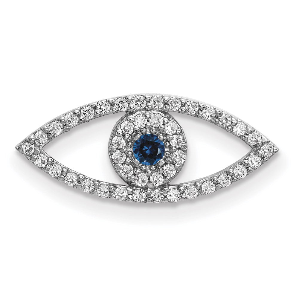 Image of ID 1 14k White Gold Small Diamond and Sapphire Evil Eye Pendant