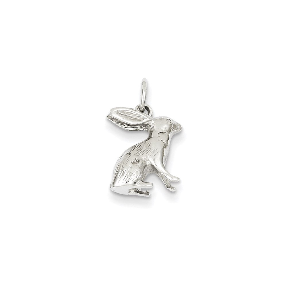 Image of ID 1 14k White Gold Solid Polished 3-Dimensional Rabbit Charm