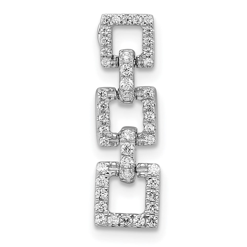 Image of ID 1 14k White Gold Square Real Diamond Dangle Chain Slide