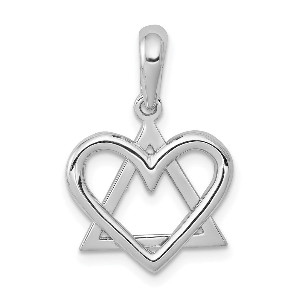 Image of ID 1 14k White Gold Star of David Heart Pendant