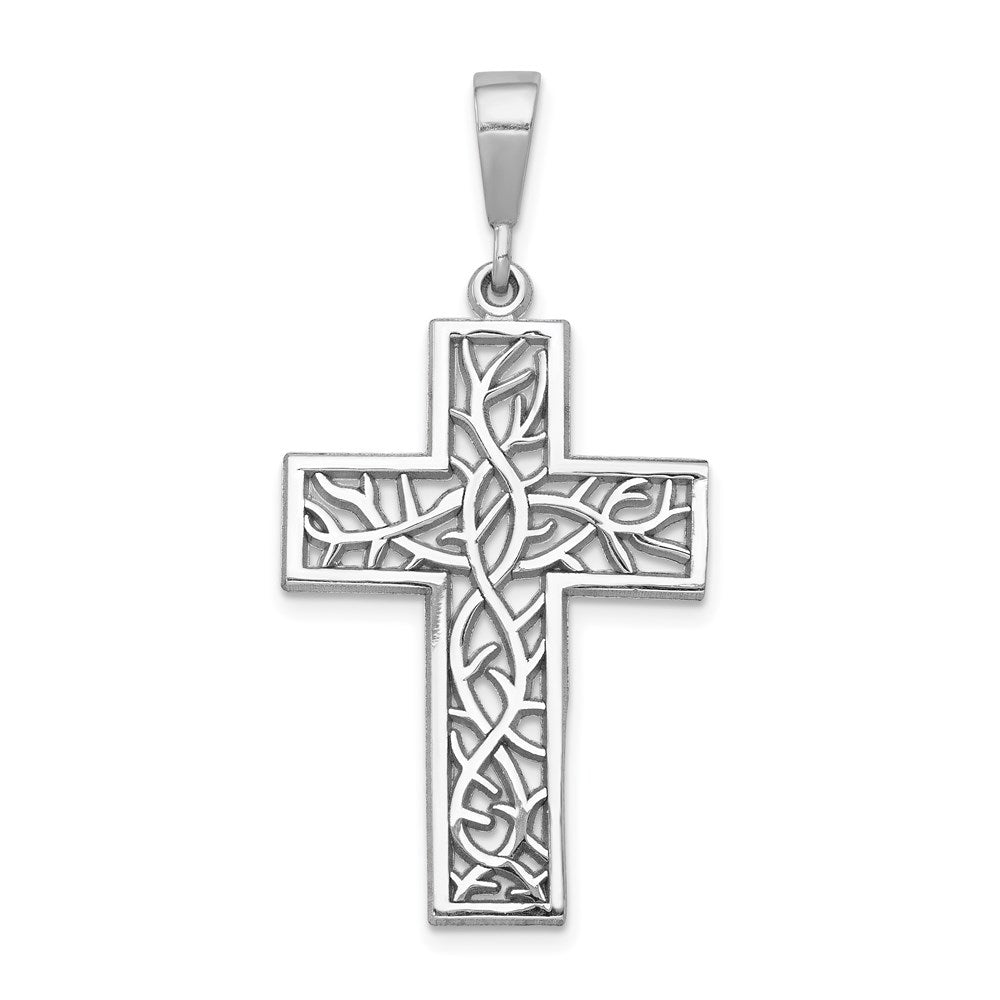 Image of ID 1 14k White Gold Thorn Cross Pendant