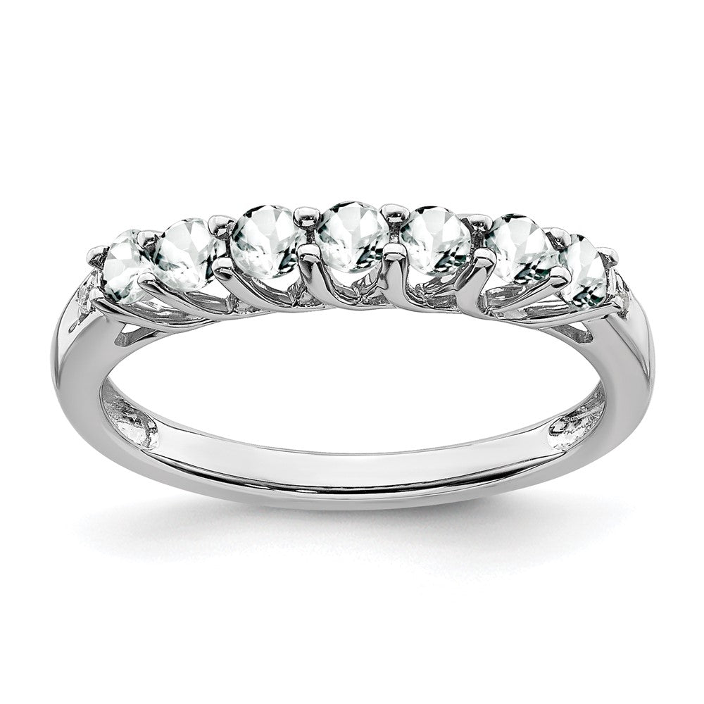Image of ID 1 14k White Gold Topaz and Real Diamond 7-stone Ring