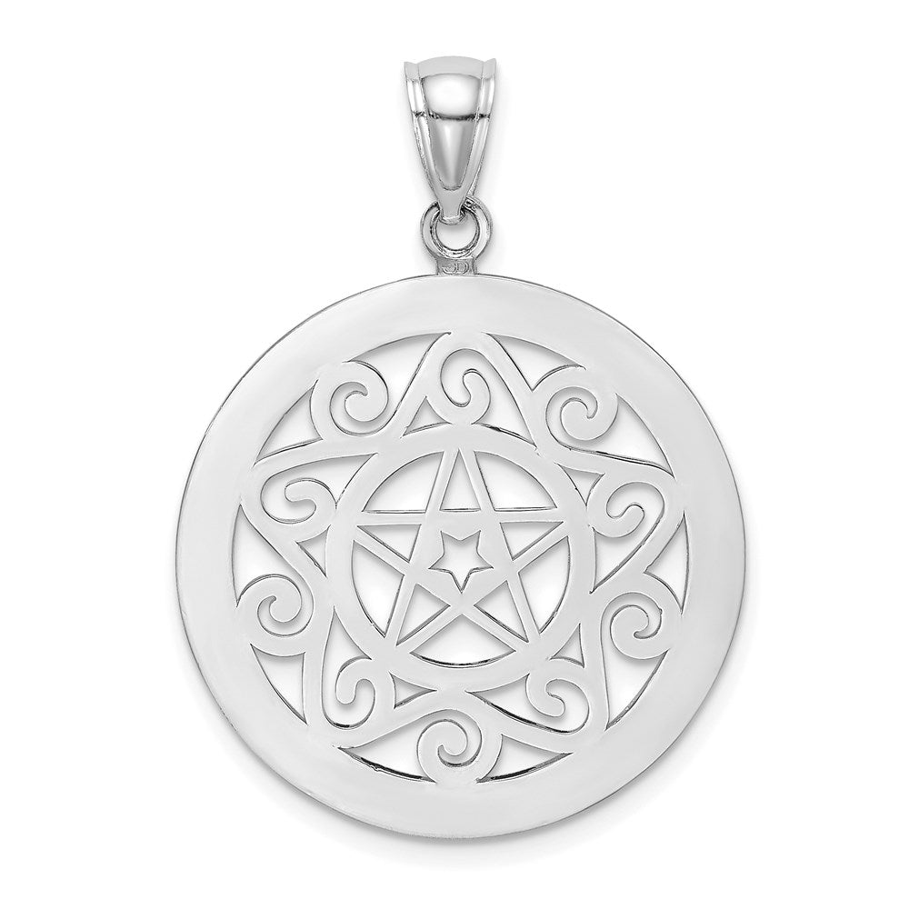 Image of ID 1 14k White Gold Tribal Star In Round Frame Charm