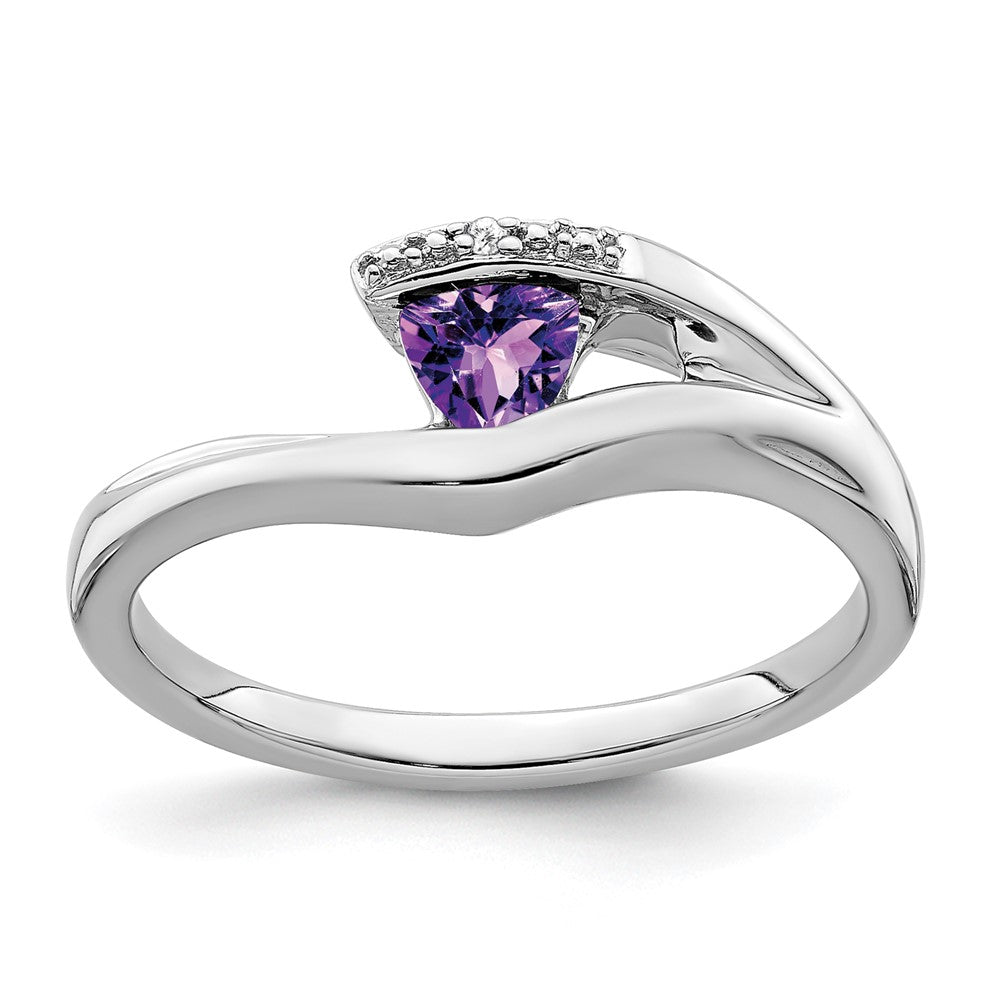 Image of ID 1 14k White Gold Trillion Amethyst and Real Diamond Ring