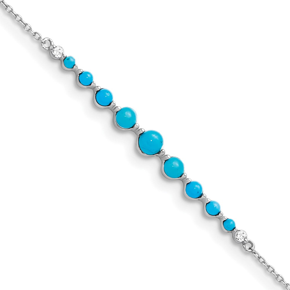 Image of ID 1 14k White Gold Turquoise and White Topaz Bracelet