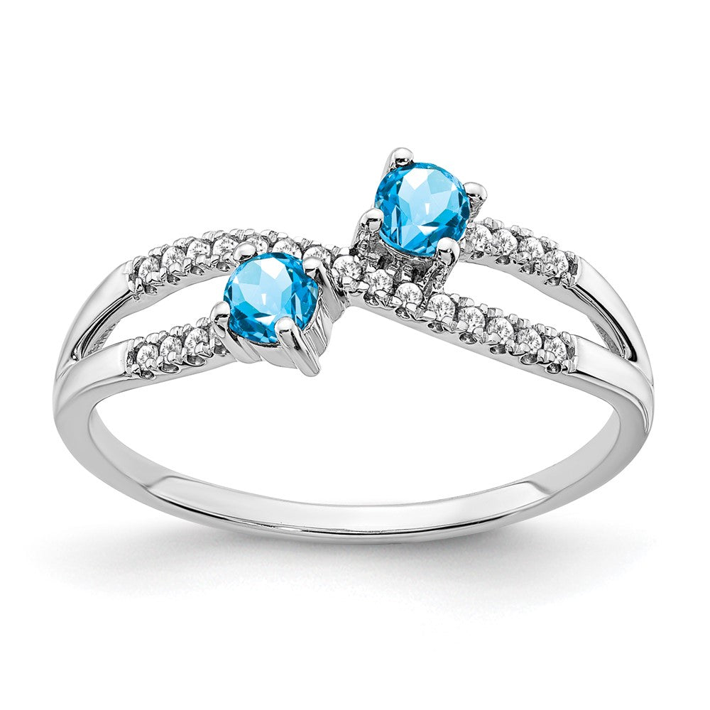 Image of ID 1 14k White Gold Two-stone Blue Topaz and Real Diamond Ring