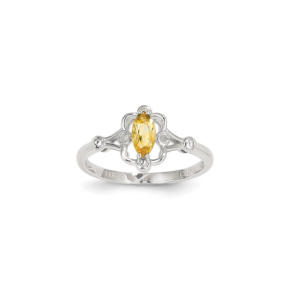 Image of ID 1 14k White Gold WG Citrine Diamond Ring