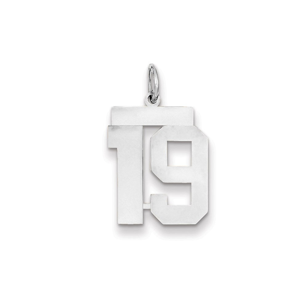 Image of ID 1 14k White Gold WG Medium Polished Number 19 Charm