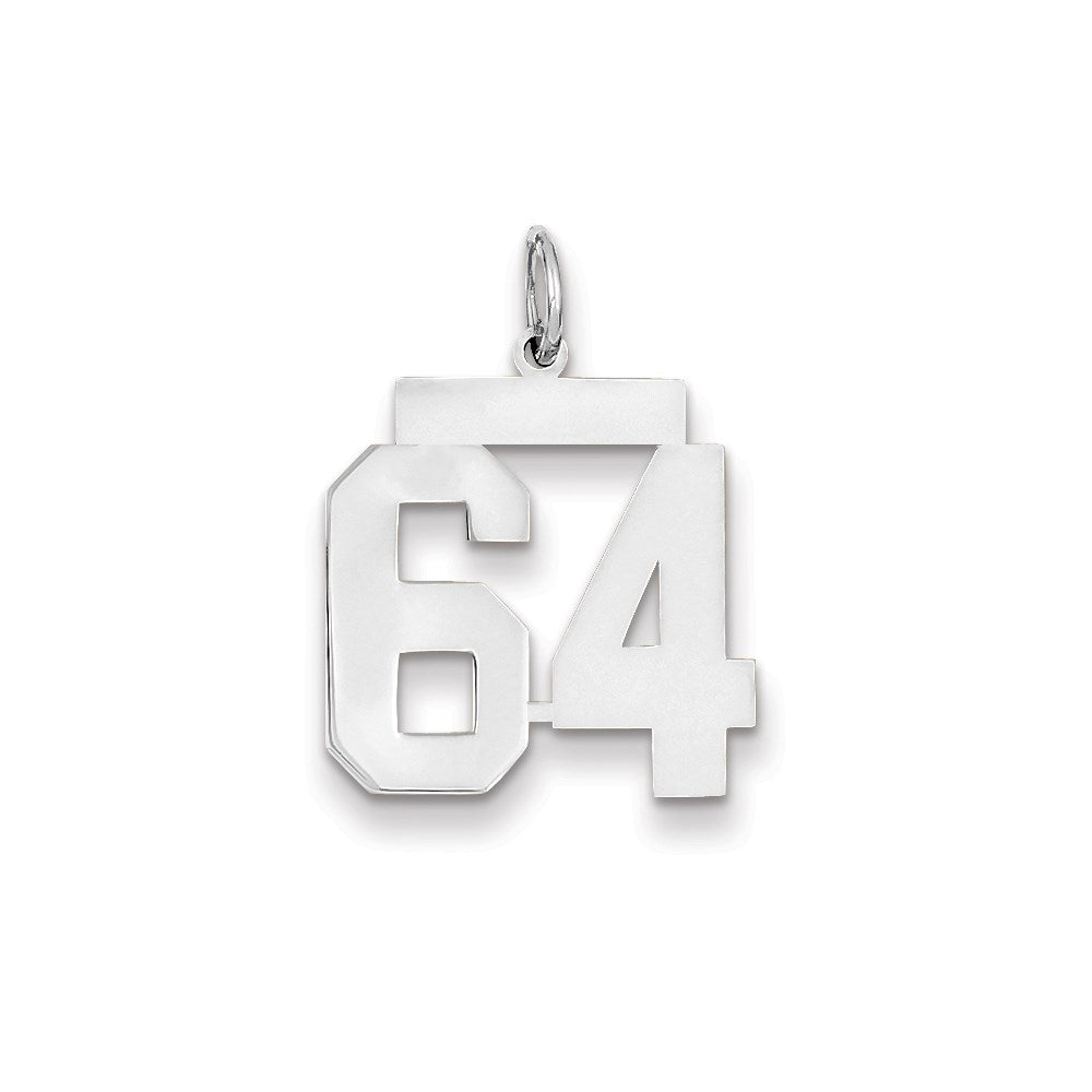 Image of ID 1 14k White Gold WG Medium Polished Number 64 Charm