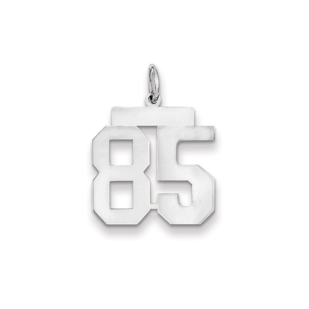 Image of ID 1 14k White Gold WG Medium Polished Number 85 Charm